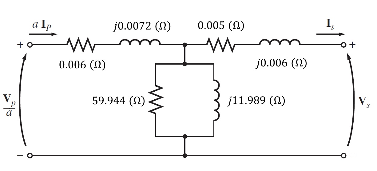 Figura 2.1.1 Modelo de un transformador referido al lado de bajo voltaje (lado secundario).