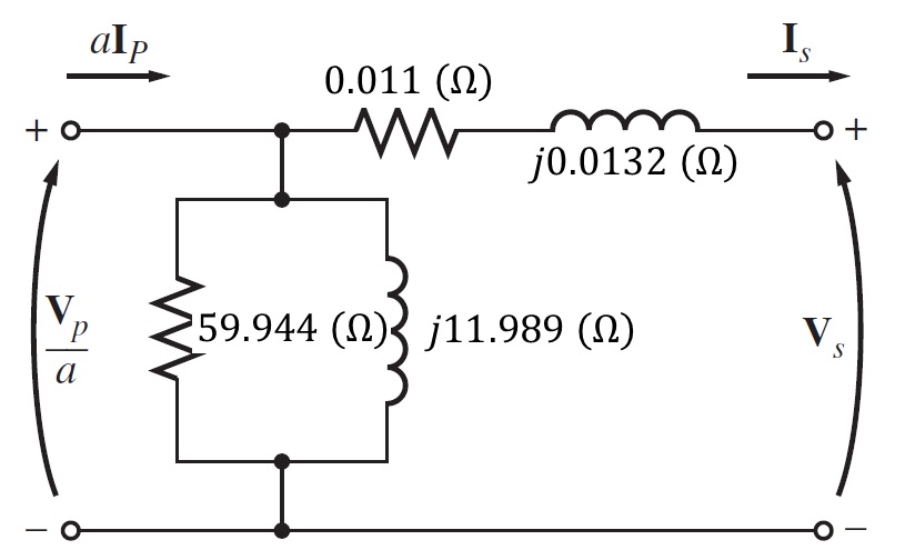 Figura 2.1.2 Modelo aproximado de un transformador referido al lado de bajo voltaje.