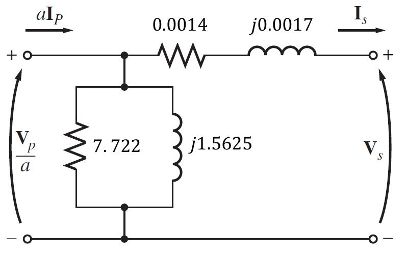 Figura 2.1.3 Circuito equivalente por unidad del transformador referido al lado de bajo voltaje